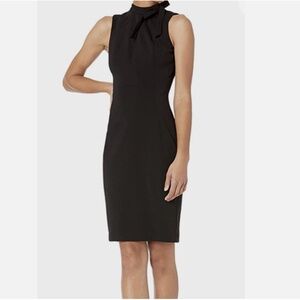 CALVIN KLEIN NECK BOW TIE SLEEVELESS DRESS